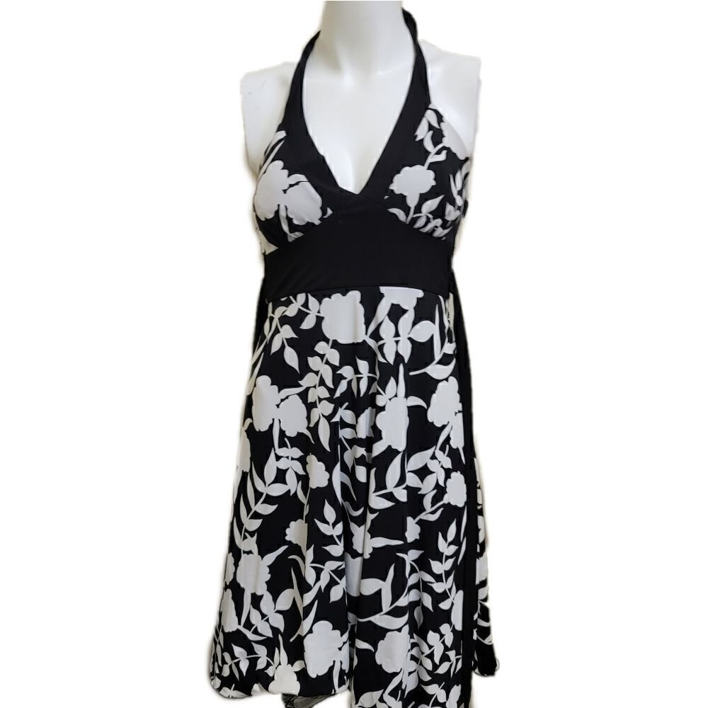 Floral retro halter top tropical dress summer slee